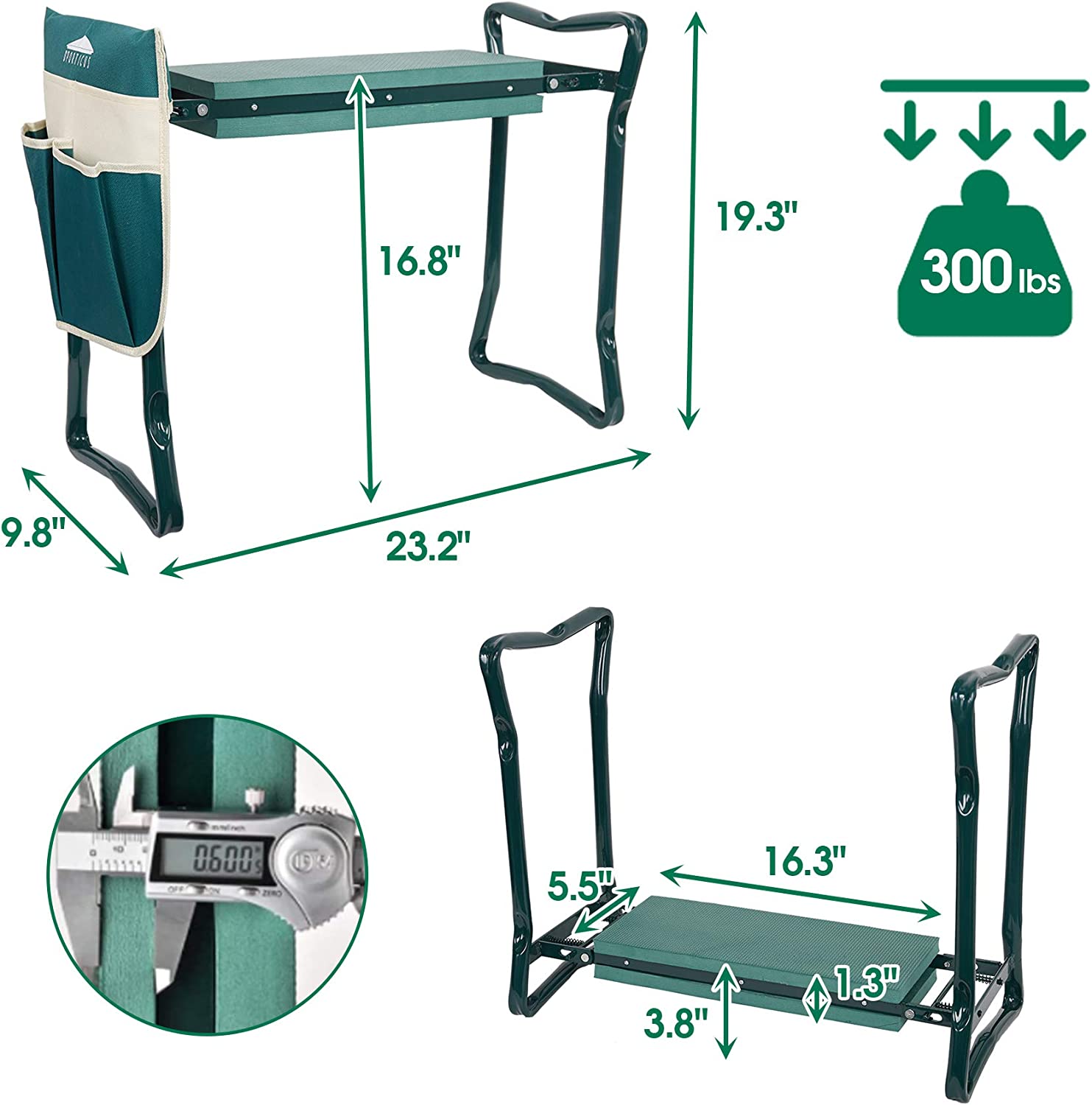 Garden Kneeler and Seat Heavy Duty Gardening Stool with Tool Bag & EVA Kneeling Pad - Bosonshop