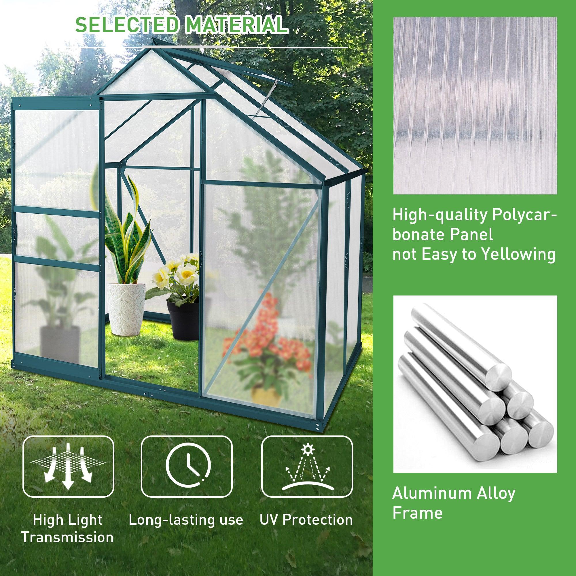 6'X 4' Walk-in Polycarbonate Greenhouse Aluminum Heavy Duty Greenhouse Kit for Backyard Use in Winter - Bosonshop