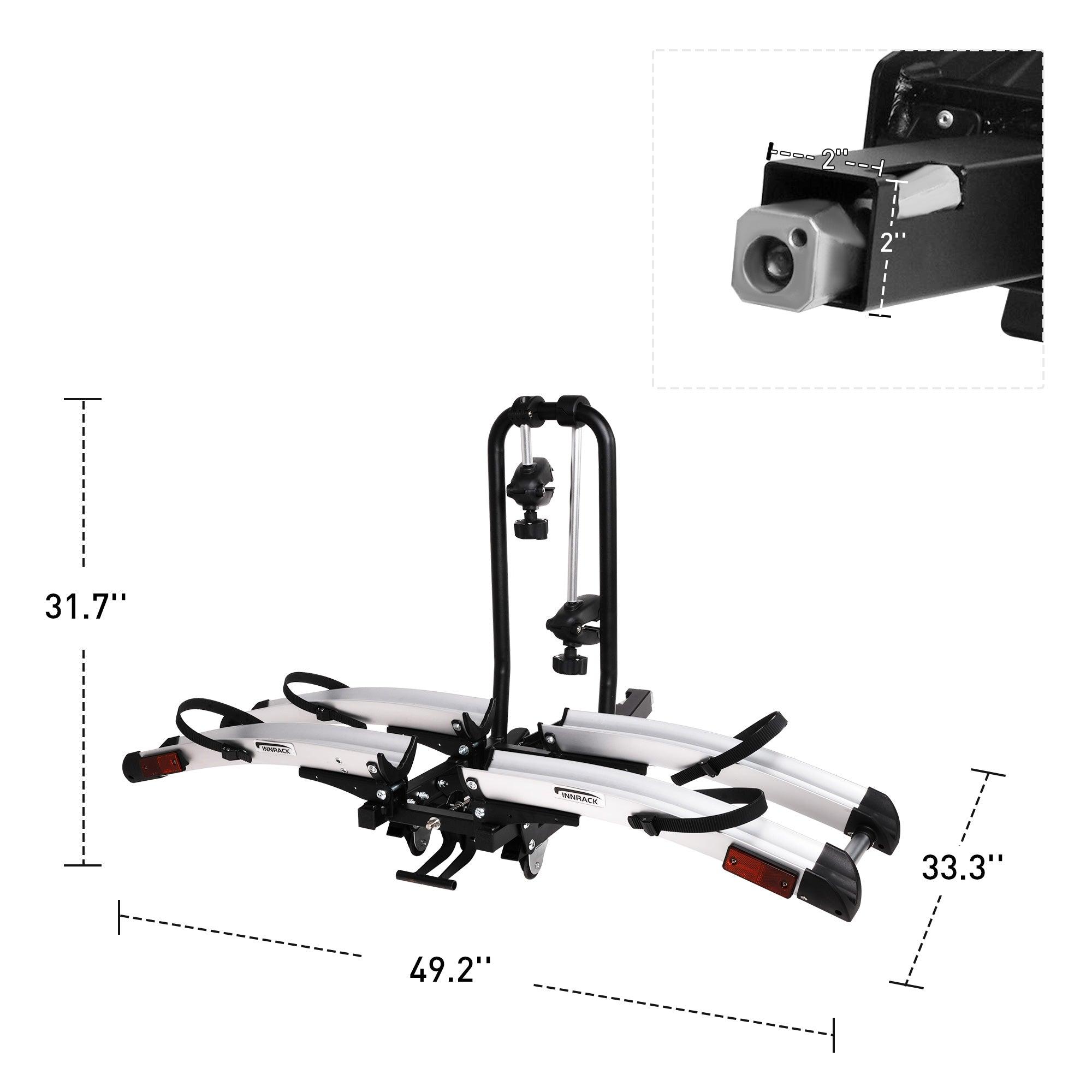 Foldable Hitch Bike Rack for 2 Bikes - 132 lbs Capacity, 360° Adjustable Arms, Smart Tilting, Fits 3.9'' Width Tires, SUV & Truck, 2" Receiver - Bosonshop