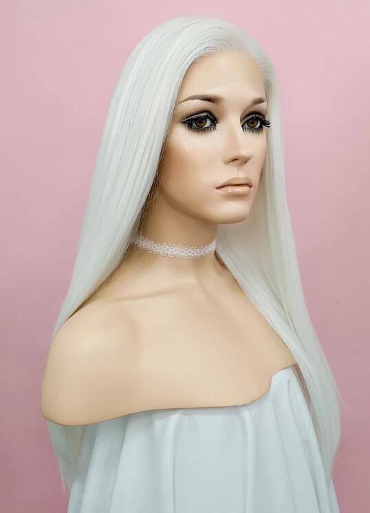 Straight White Lace Front Synthetic Wig - Bosonshop