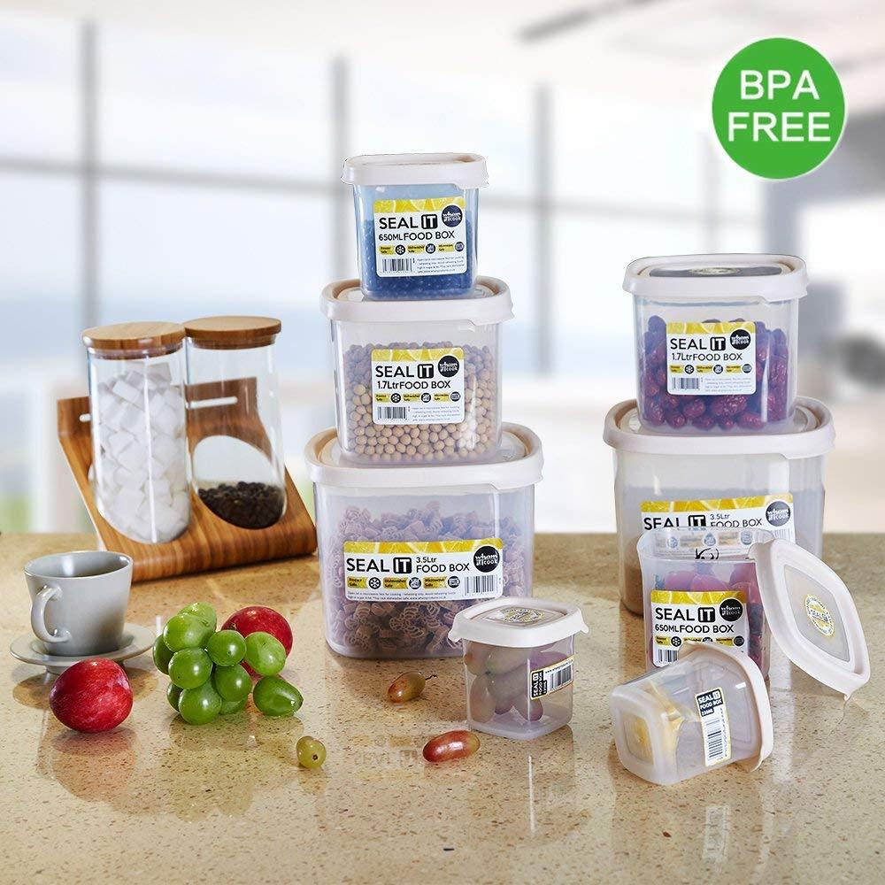 Bosonshop 16 Piece Food Storage Container Set with Easy Find Lids,BPA Free and 100% Leak Proof, Plastic