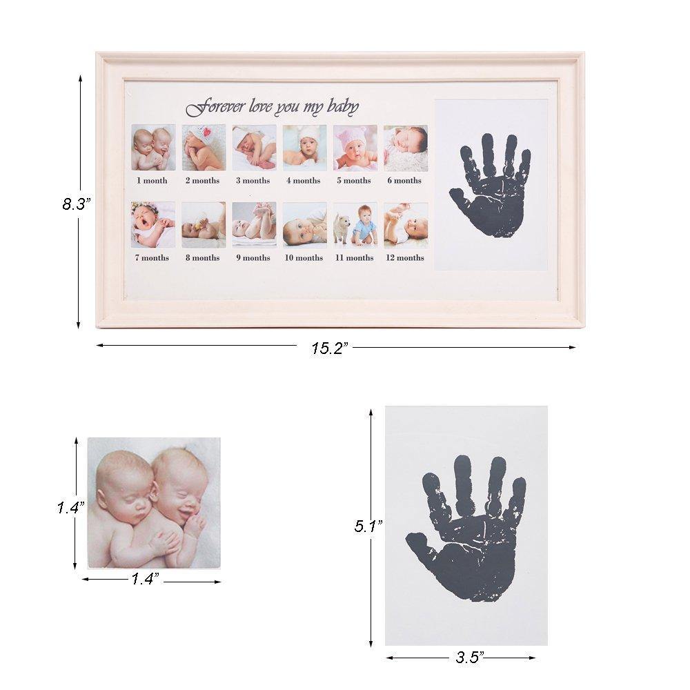 Bosonshop Baby Handprint Kit & Footprint Photo Frame for Newborn Girls and Boys, Pink