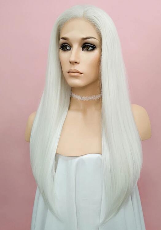 Straight White Lace Front Synthetic Wig - Bosonshop