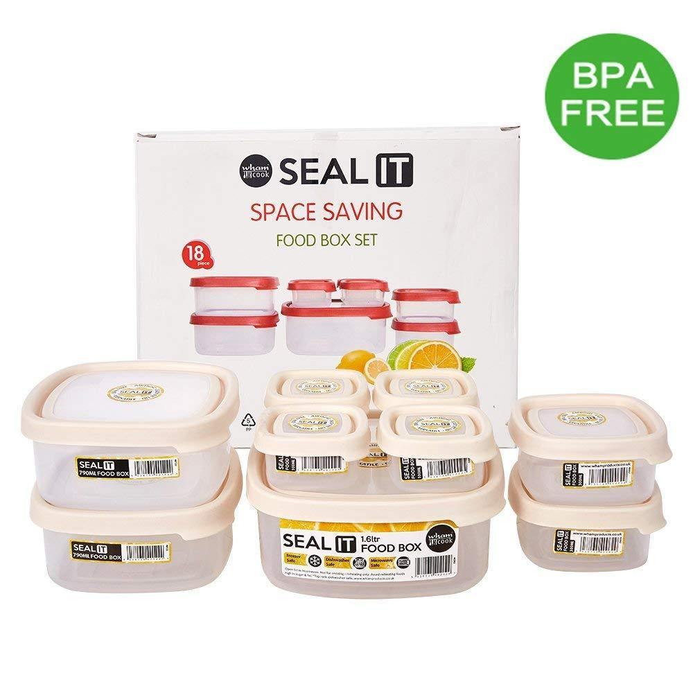 Bosonshop 18 Piece Food Storage Container Set with Easy Locking Lids,BPA Free and 100% Leak Proof,Plastic