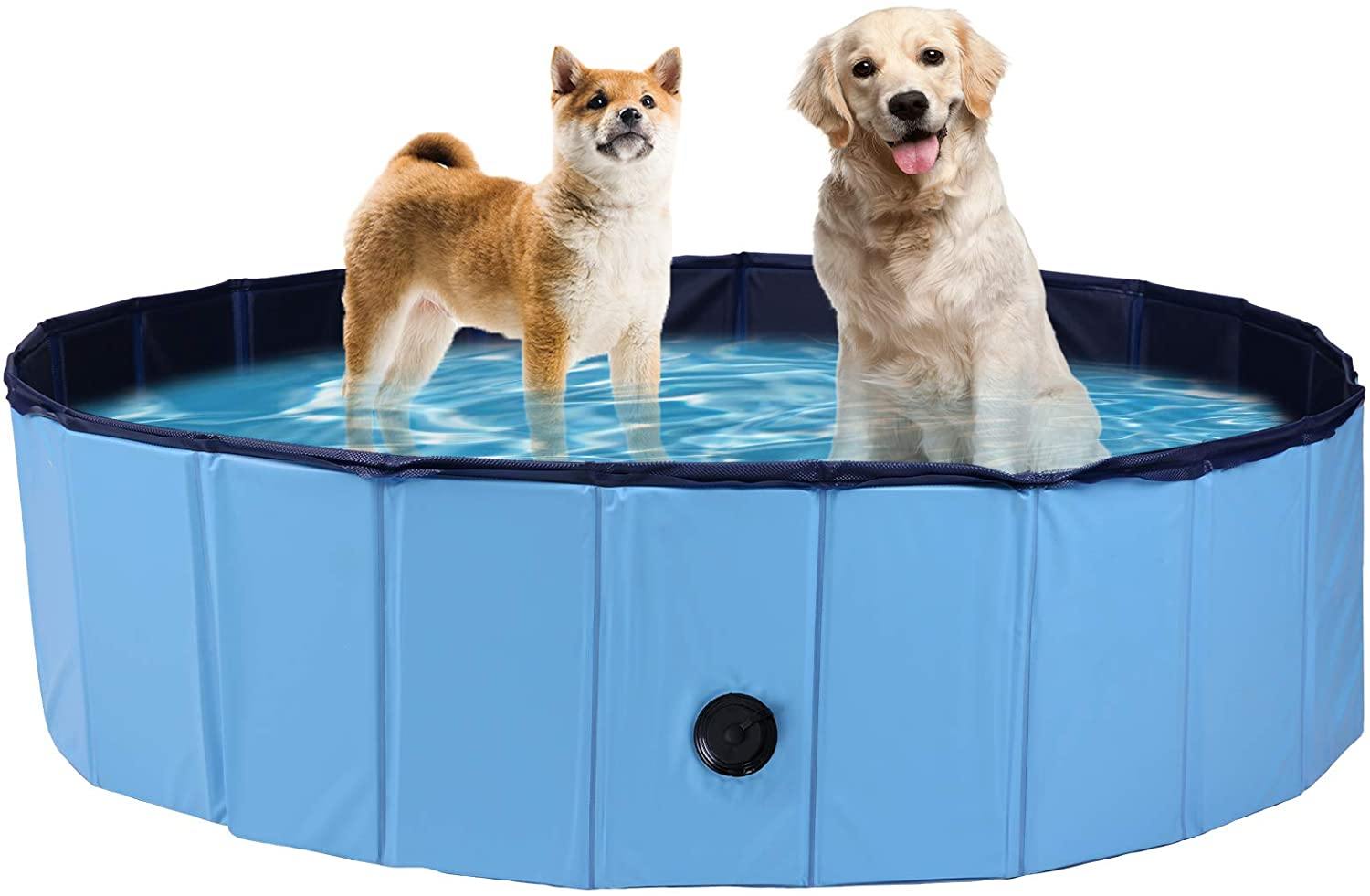 Foldable Dog Pet Swimming Pool Slip-Resistant PVC Kiddie Pool Collapsible Bathing Tub for Dogs and Cats - Bosonshop