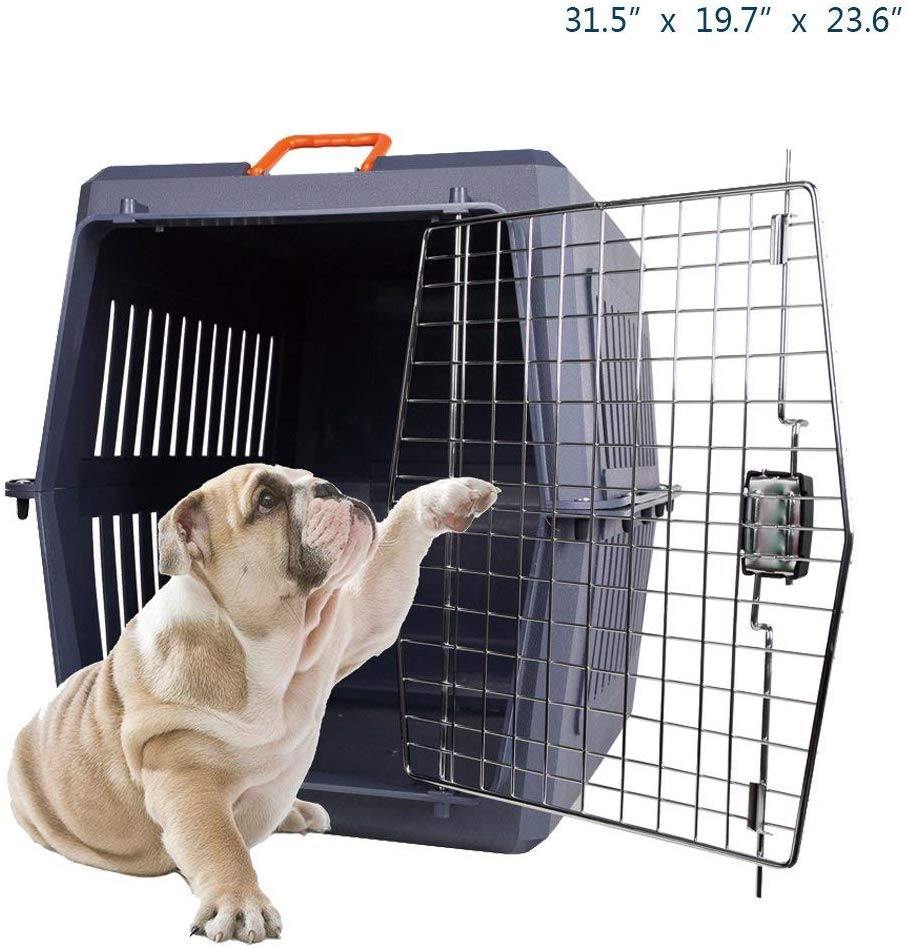 Bonsonshop 4 Size Plastic Cat & Dog Carrier Cage with Chrome Door Portable Pet Box Airline Approved - Bosonshop