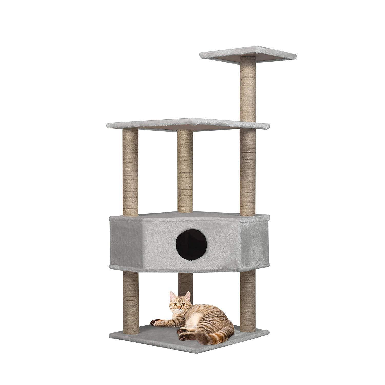 50.4" Modern Cat Tree Scratching Post - Grey - Bosonshop