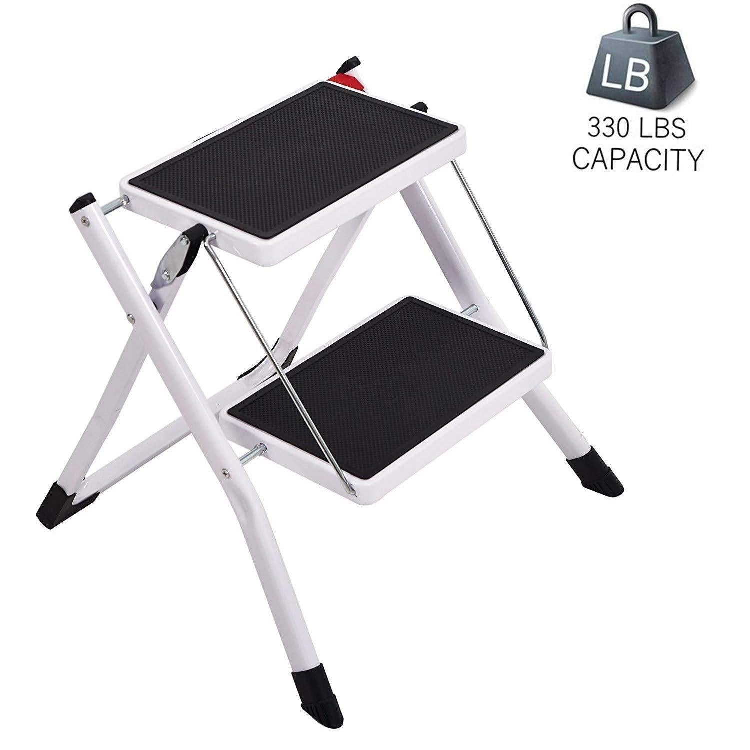 Bosonshop Mini Folding 2-Step Stool Lightweight Stepladders 17" High 225 lb Capacity White