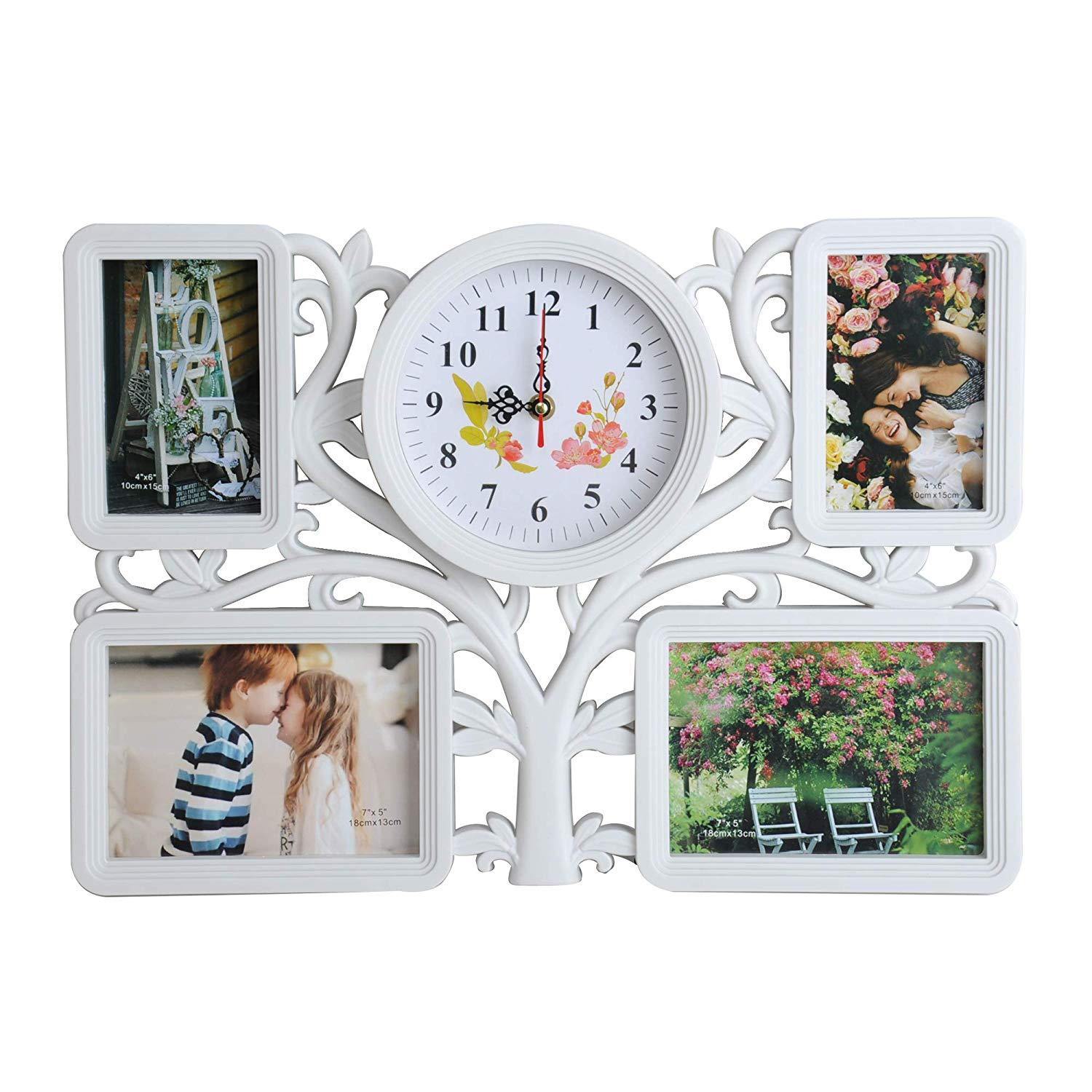 Bosonshop Collage Wall Hanging Photo Frame Tree Type 4 Openings Picture Frame for Home Gallery Decorative