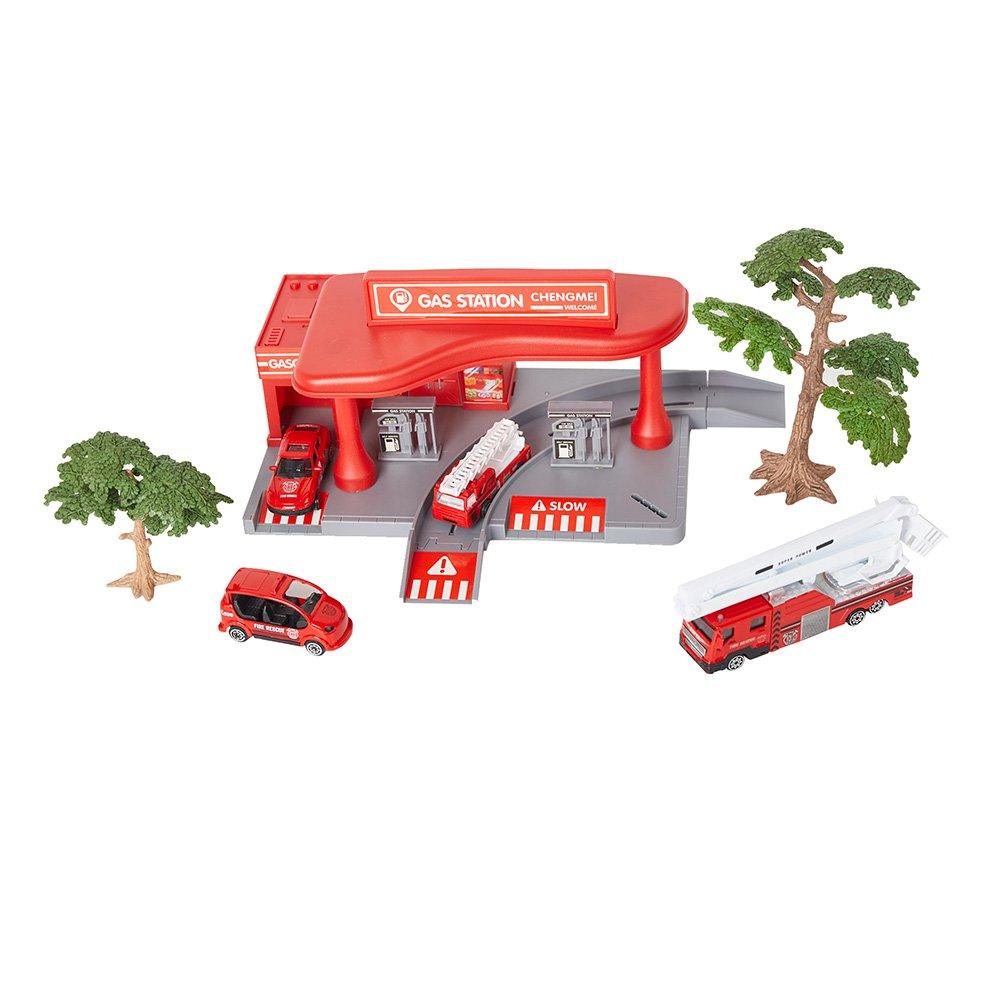 Bosonshop Fire Station Parking Garage Toy Playset with 4 Fire Rescue Vehicles and Lift