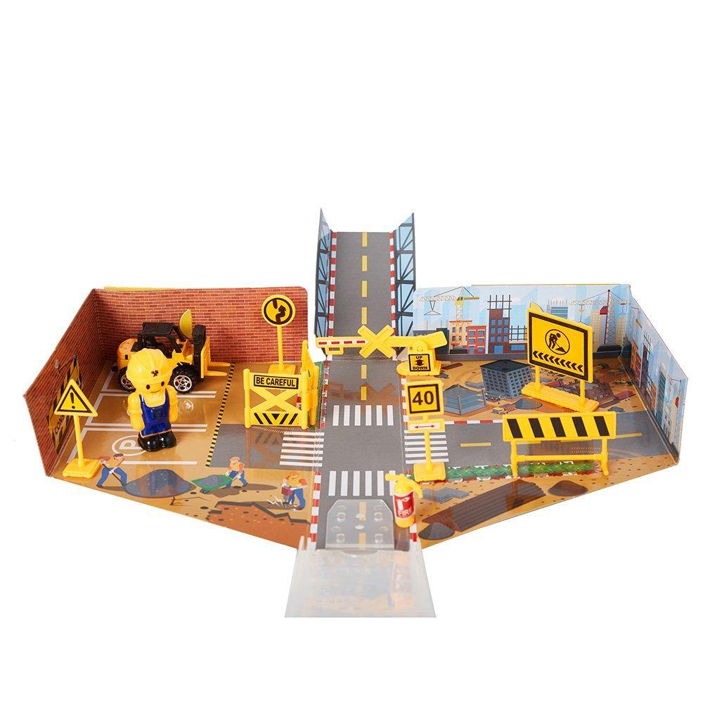 Bosonshop Kids Play Vehicle Working Site Playset for Todders Boys Construction Site Toys