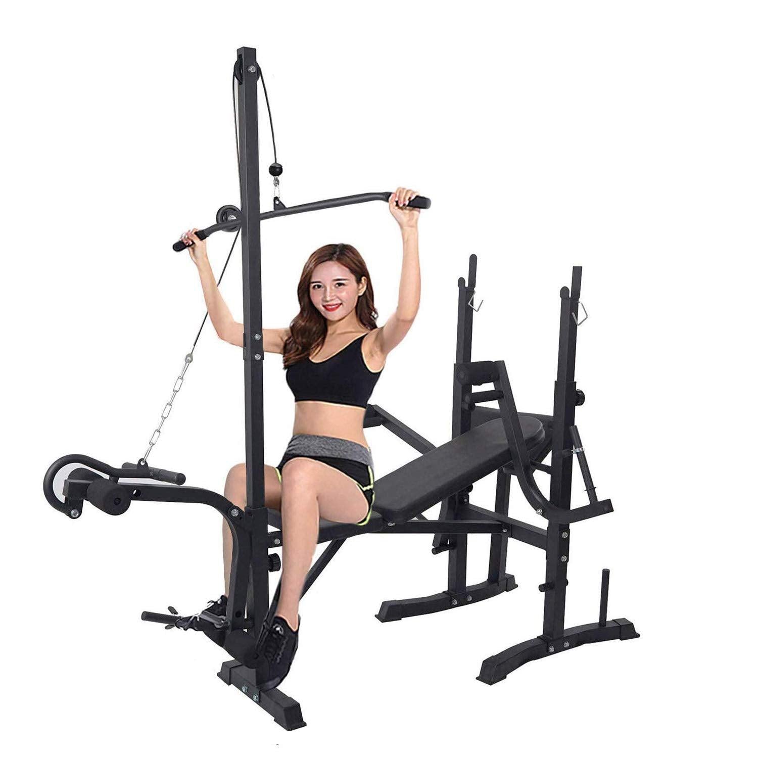 Bosonshop 660LBS Multi-Function Adjustable Weight Lifting Bench with Leg for Indoor Exercise