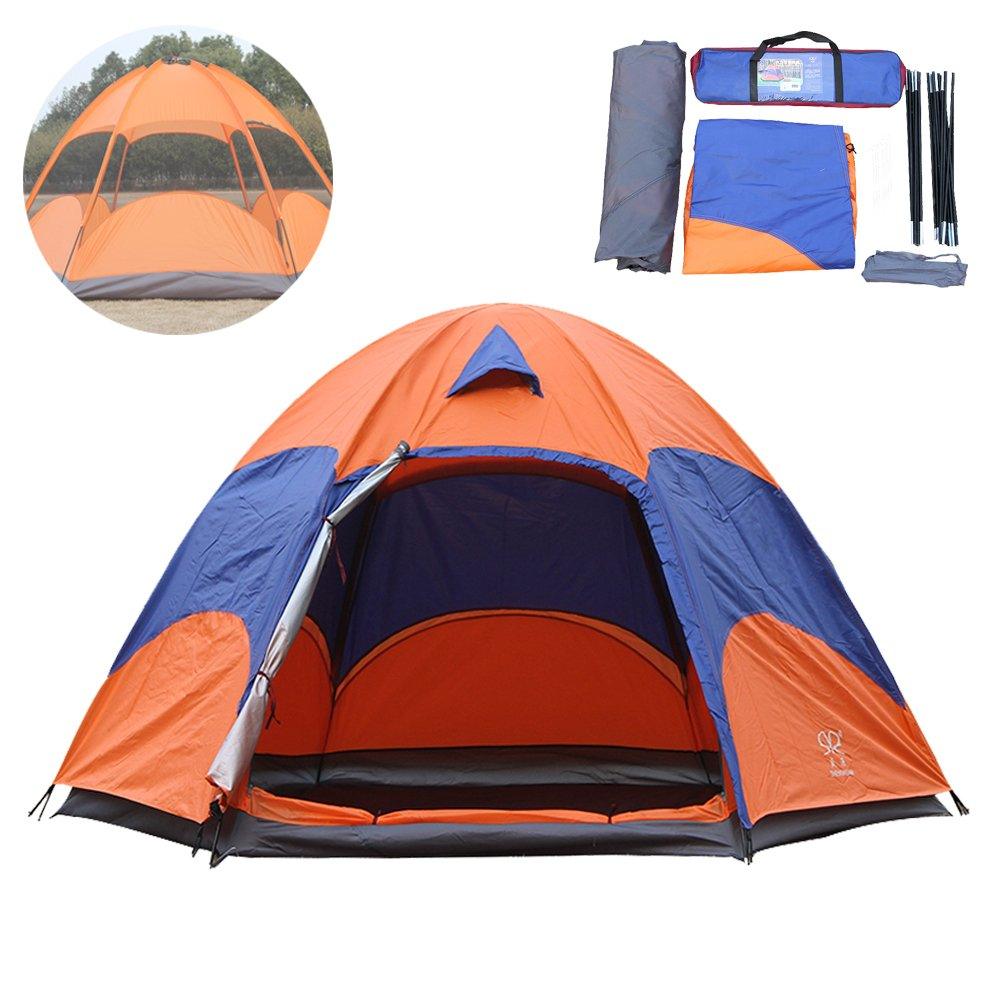 Bosonshop 3-4 Person Easy Setup Double Tent Waterproof Moisture-proof, Orange