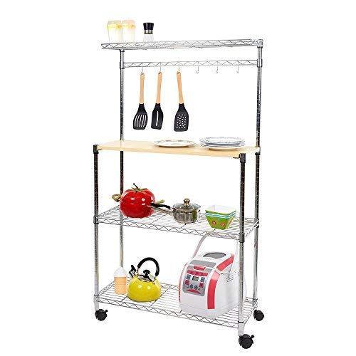 Bosonshop 4 Tier Adjustable Kitchen Bakers Storage with Spice Rack Organizer and Cutting Board