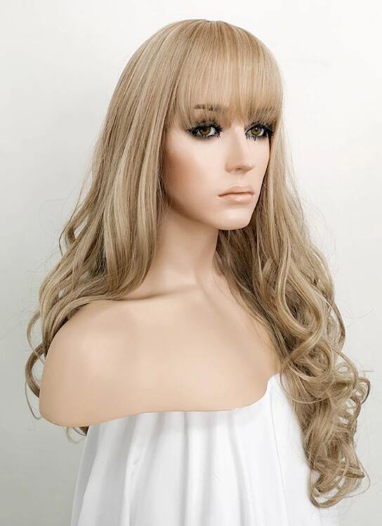 Ash Blonde Wavy Synthetic Wig - Bosonshop