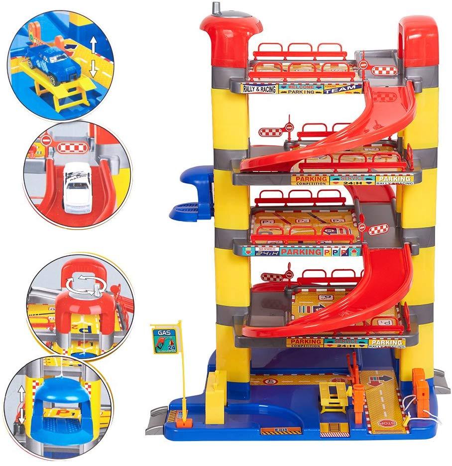 (Out of Stock) Super Parking Garage Playset Includes 6 Cars for Toddlers - Bosonshop