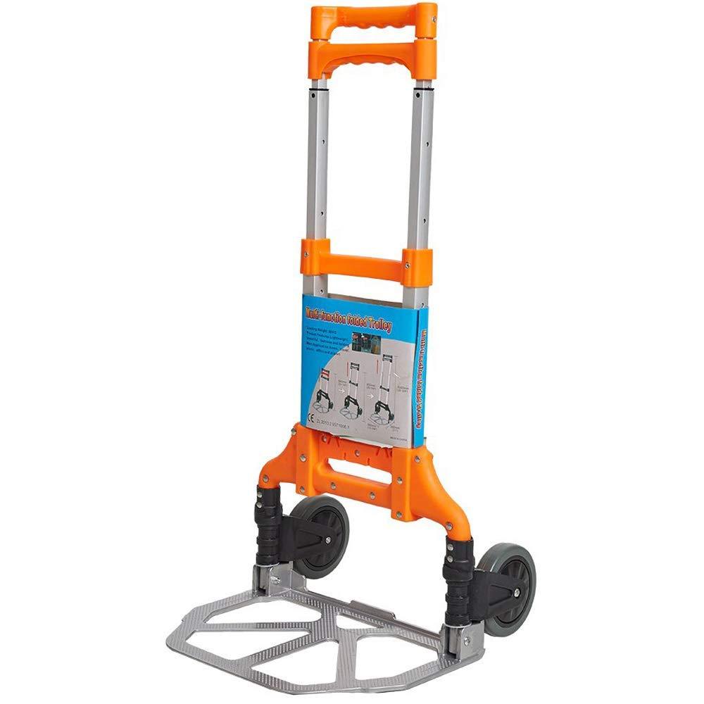 Bosonshop Folding Hand Truck Air Travel Baggage Cart Utility Carts Heavy Duty Dollies 150LB Orange