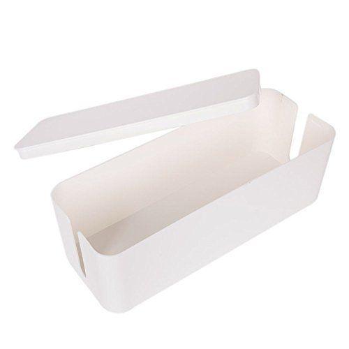 Plastic Cable Storage Socket Wire Box Management for Home Office Medium White - Bosonshop