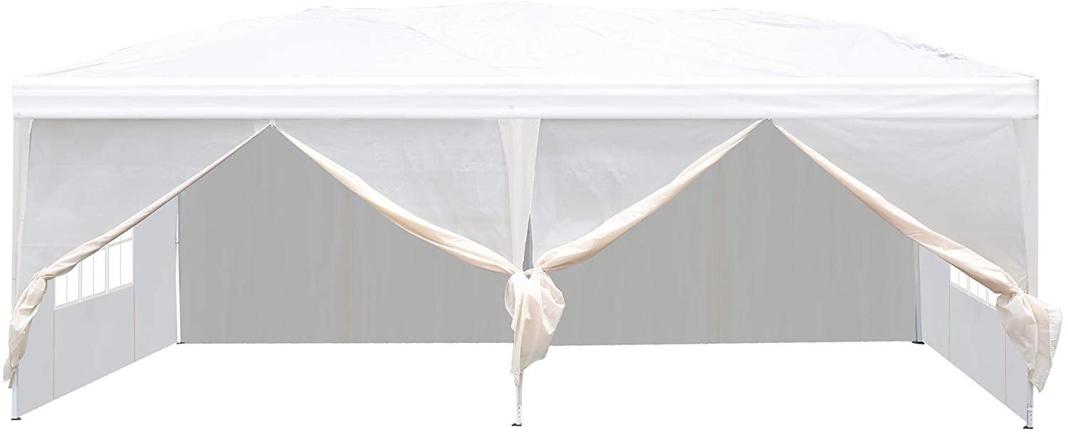 Outdoor Canopy Tent 10 x 19.7ft Patio Sun Shade with Mosquito Netting and Carry Bag for Wedding Party(White) - Bosonshop