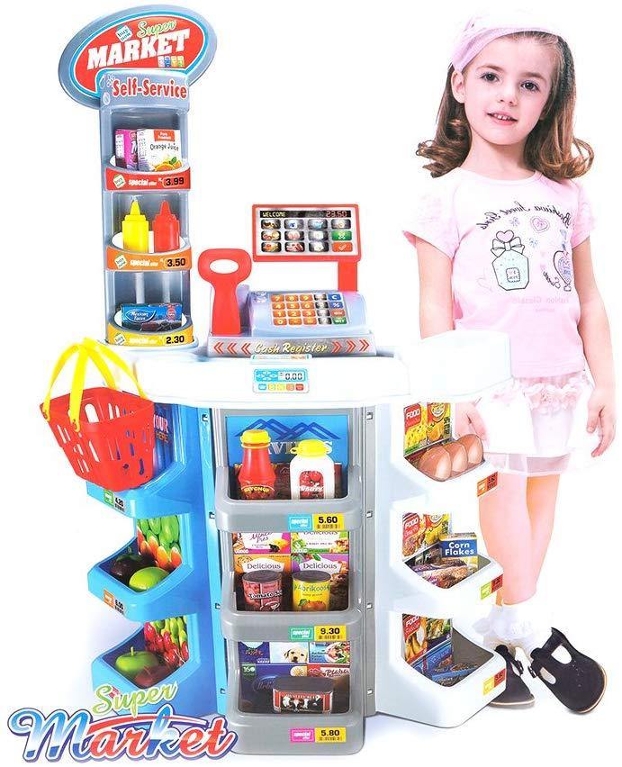 Kids Grocery Supermarket Shop Stand and Cash Register Play Set Toy - Bosonshop