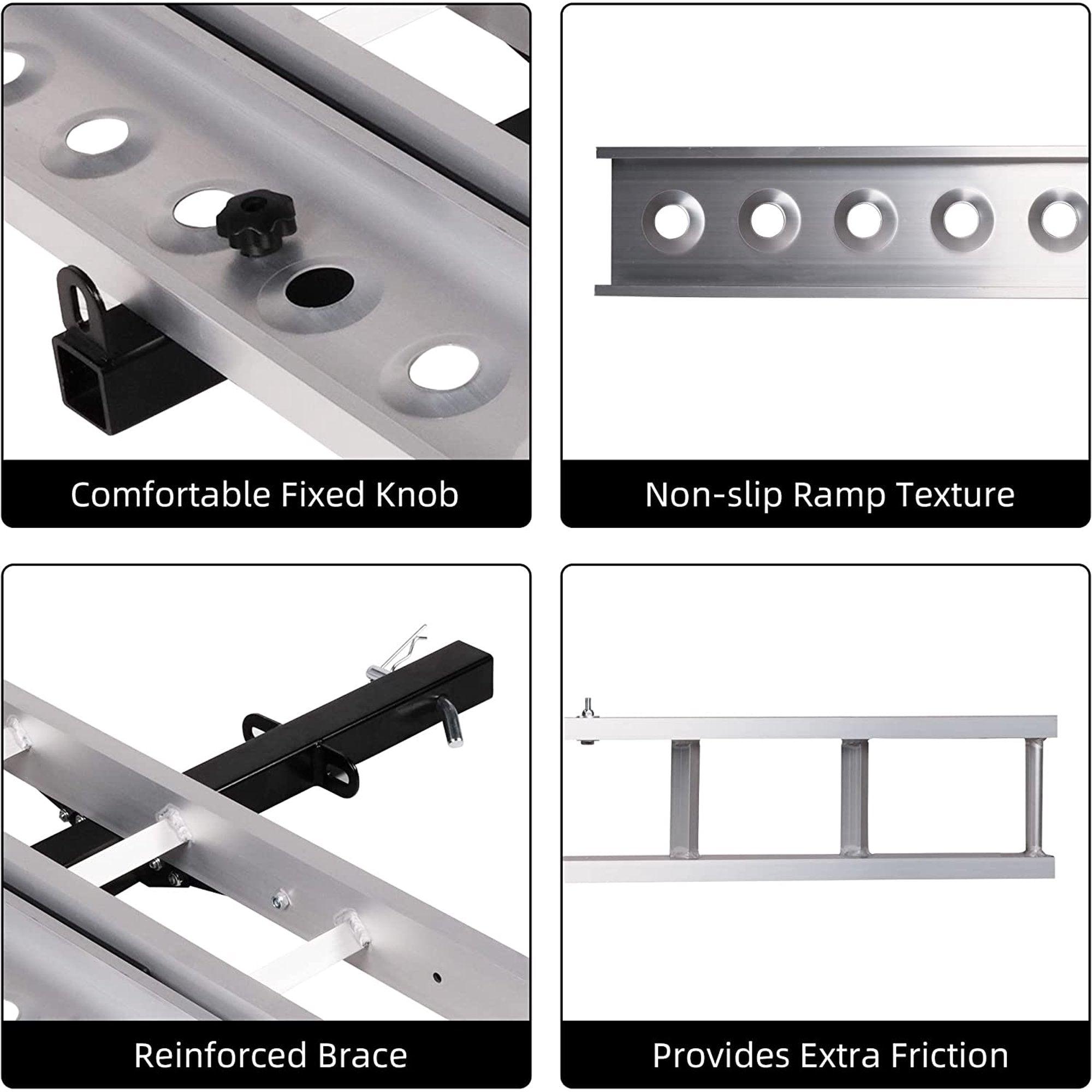 440 lb Capacity Aluminum Motorcycle Carrier with 3.8' Ramp, 2" Receiver Dirt Bike Scooter Hitch-Mounted Rack - Bosonshop