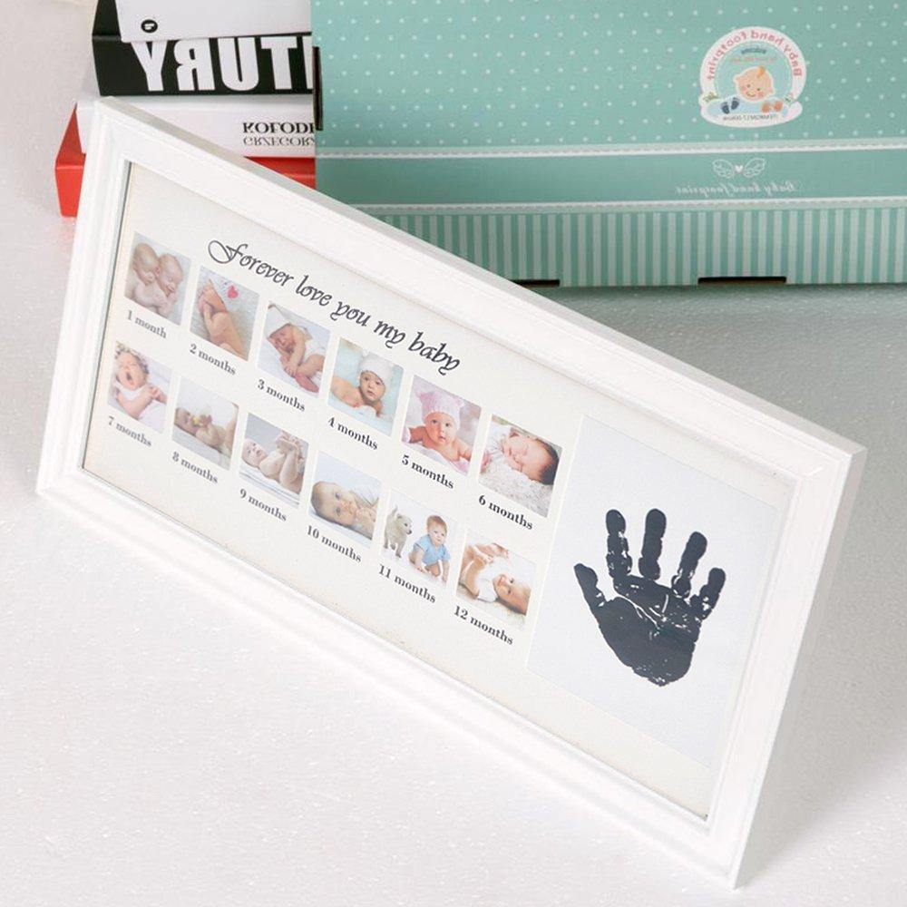 Bosonshop Baby Handprint Kit & Footprint Photo Frame for Newborn Girls and Boys, White