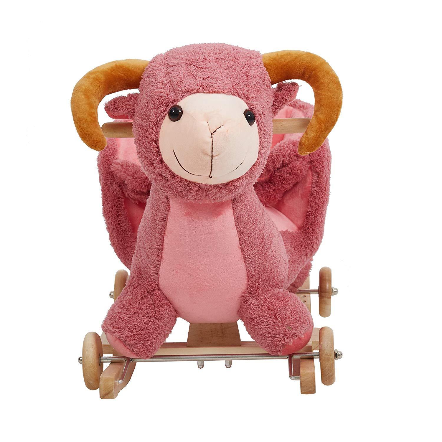 Bosonshop Stuffed Animal Rocker Wooden & Plush Rocking Horse Chair for Toddlers