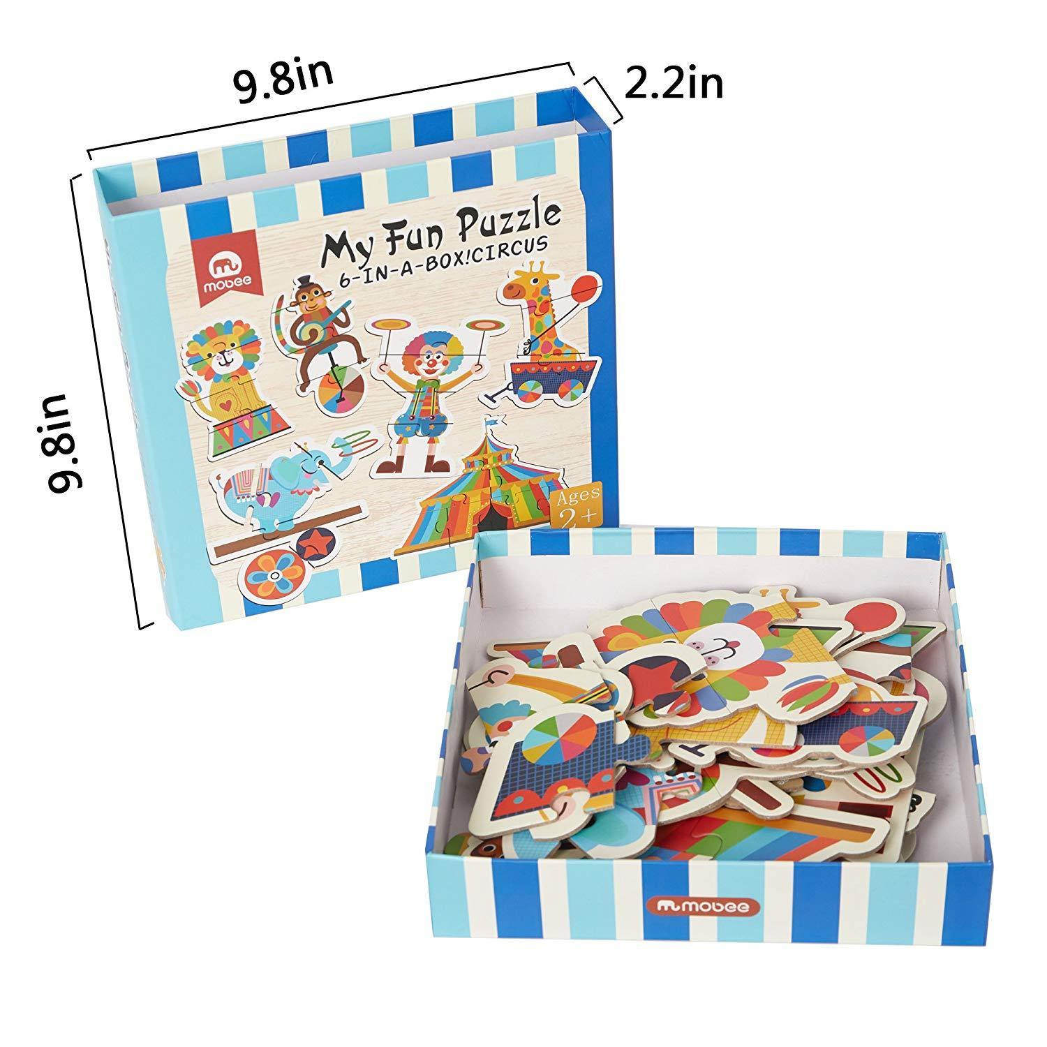 Bosonshop 6-in-1 Educational Jigsaw Puzzles with Reference Sample for Preschool Kids, Circus Puzzle