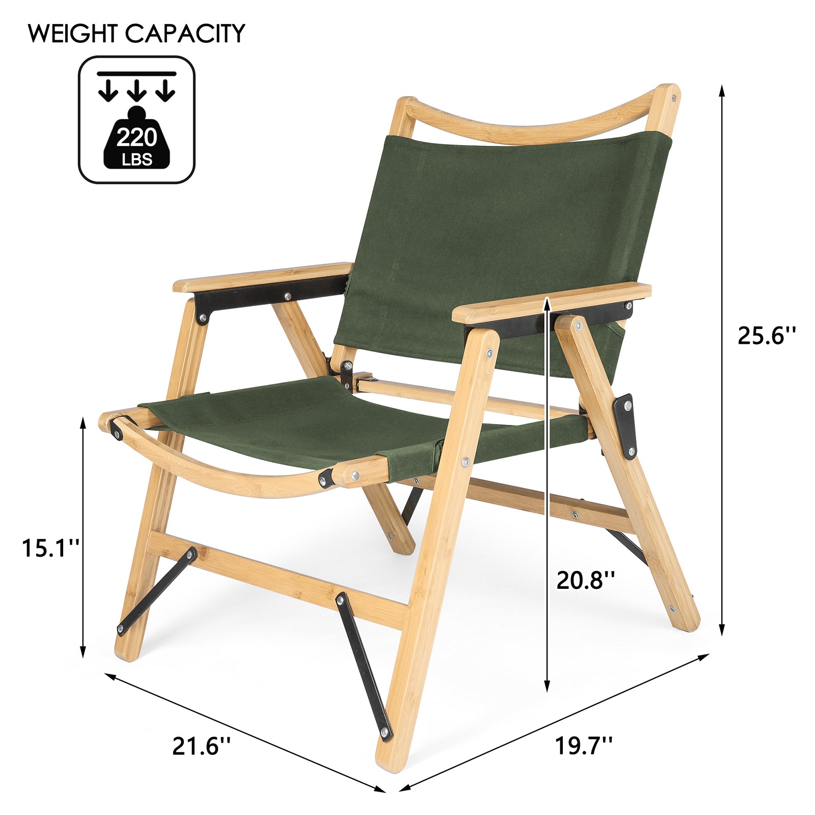 (Out of Stock) 2 Pack Foldable Portable Wooden Camping Chair for Adults Outdoor Leisure Chair with Storage Bag - Bosonshop