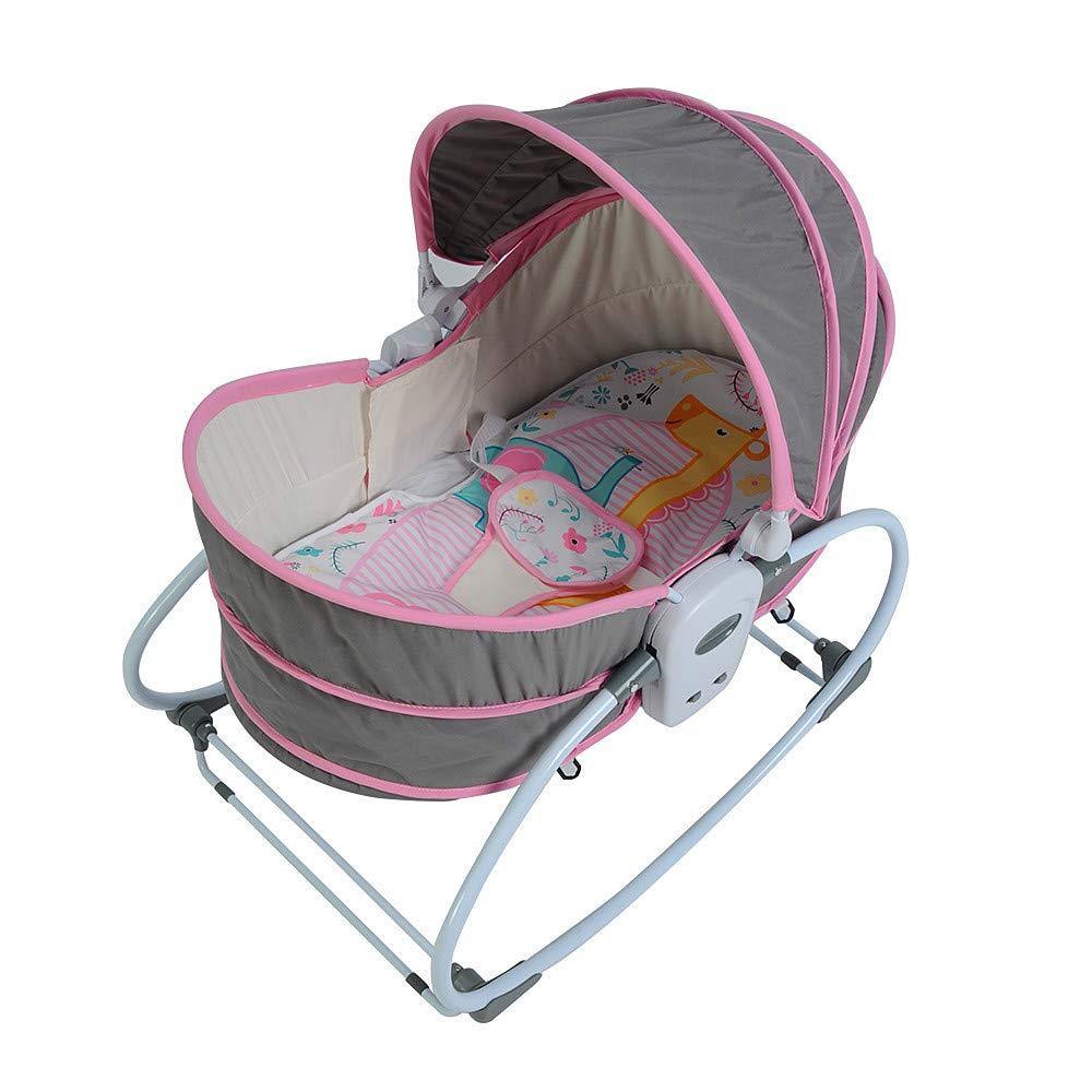 Newborn Crib Multifunctional Portable Baby Bed can Gliding Swing, Pink - Bosonshop