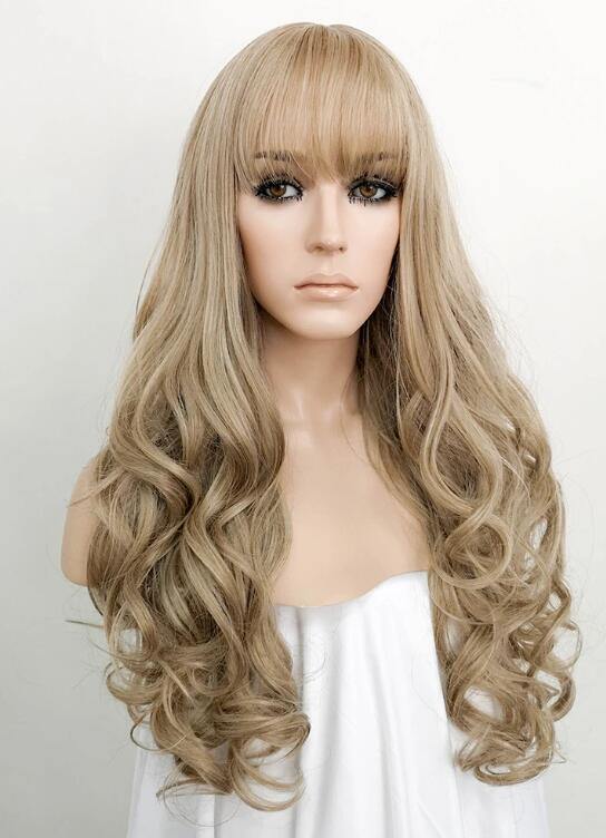 Ash Blonde Wavy Synthetic Wig - Bosonshop