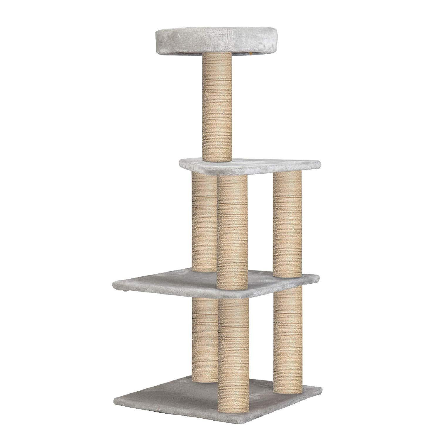 37.4" Multi-Level Carpeted Cat Scratching Post Pet- Grey - Bosonshop