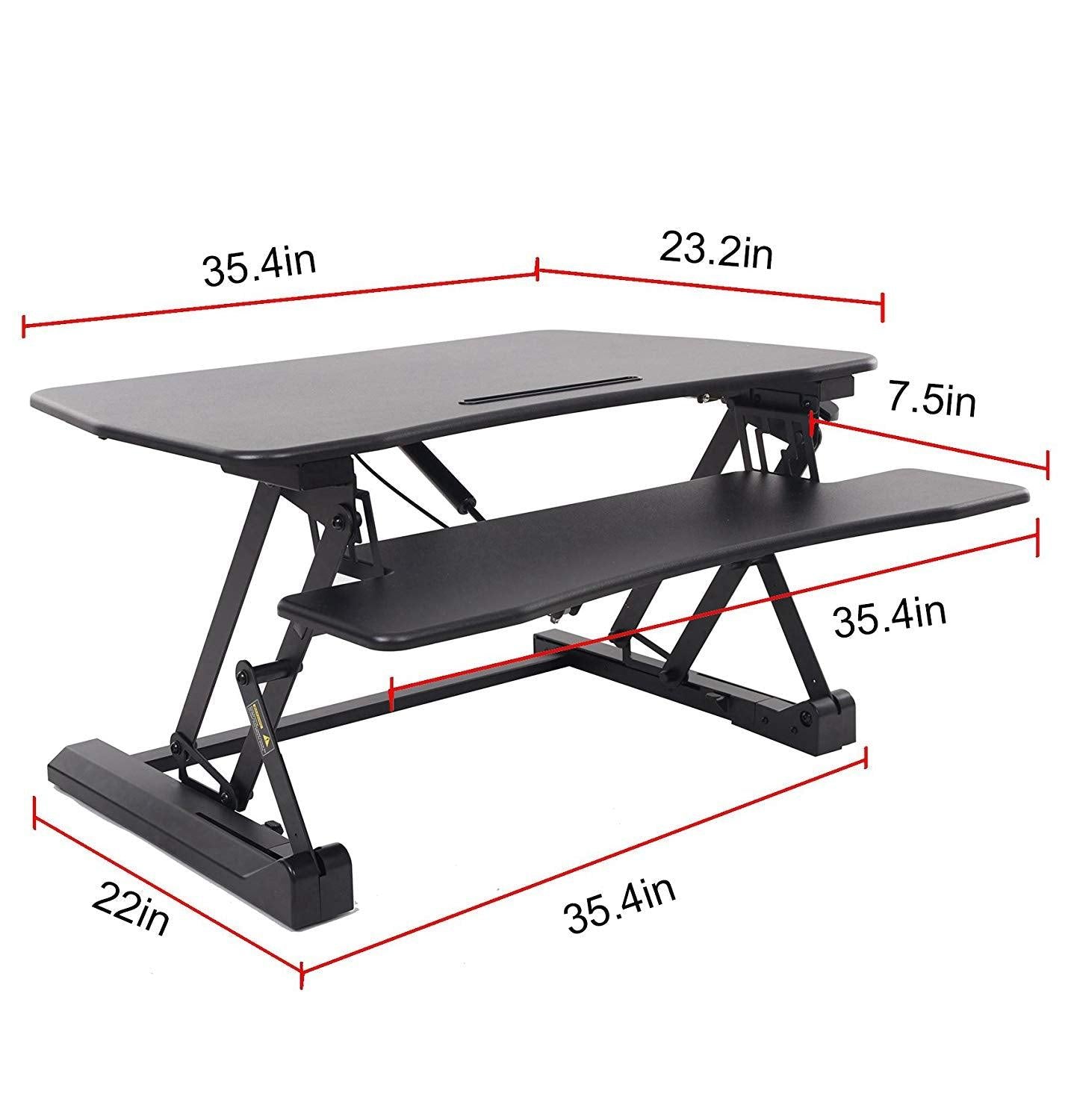 Bosonshop Adjustable Stand up Desk Dual Monitor 35" Wide Platform, Black