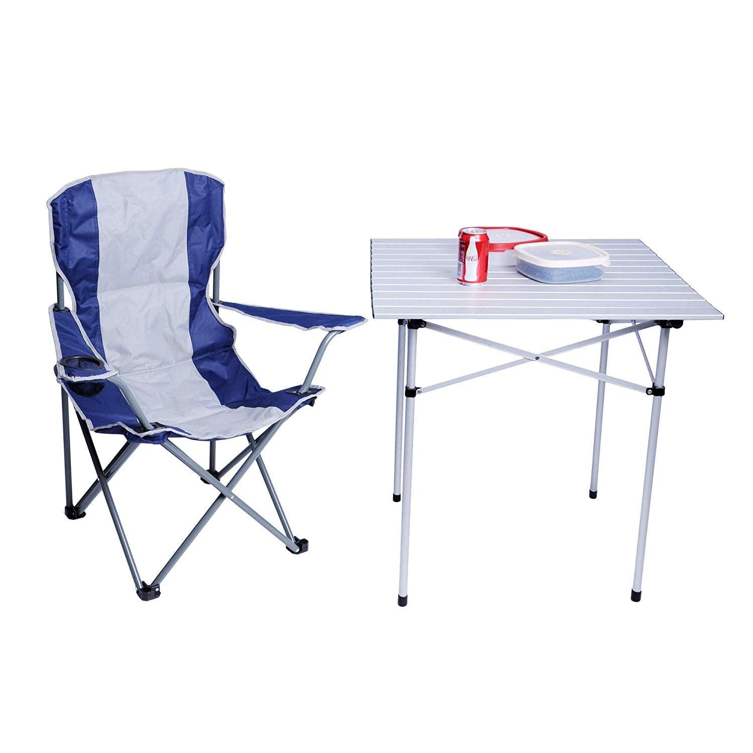 Bosonshop Canopy Camping Chair Folding Durable Outdoor Patio Seat with Cup Holder, Blue