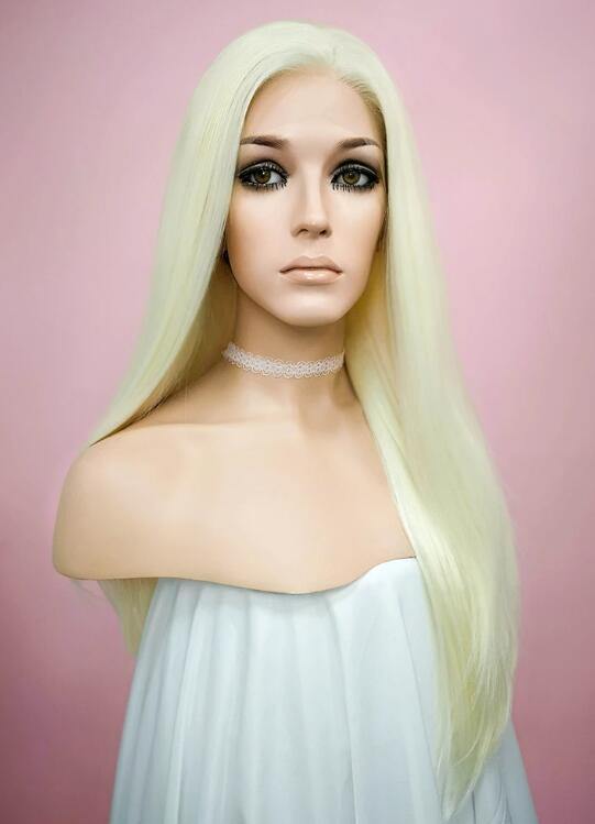 Straight Light Blonde Lace Front Synthetic Wig - Bosonshop