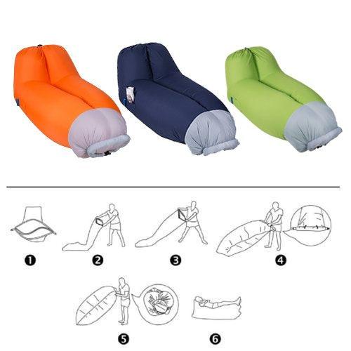 Bosonshop Summer Outdoor Inflatable Lounger Seat Air Mattress Lounge Chair Sofa with Storage Bag