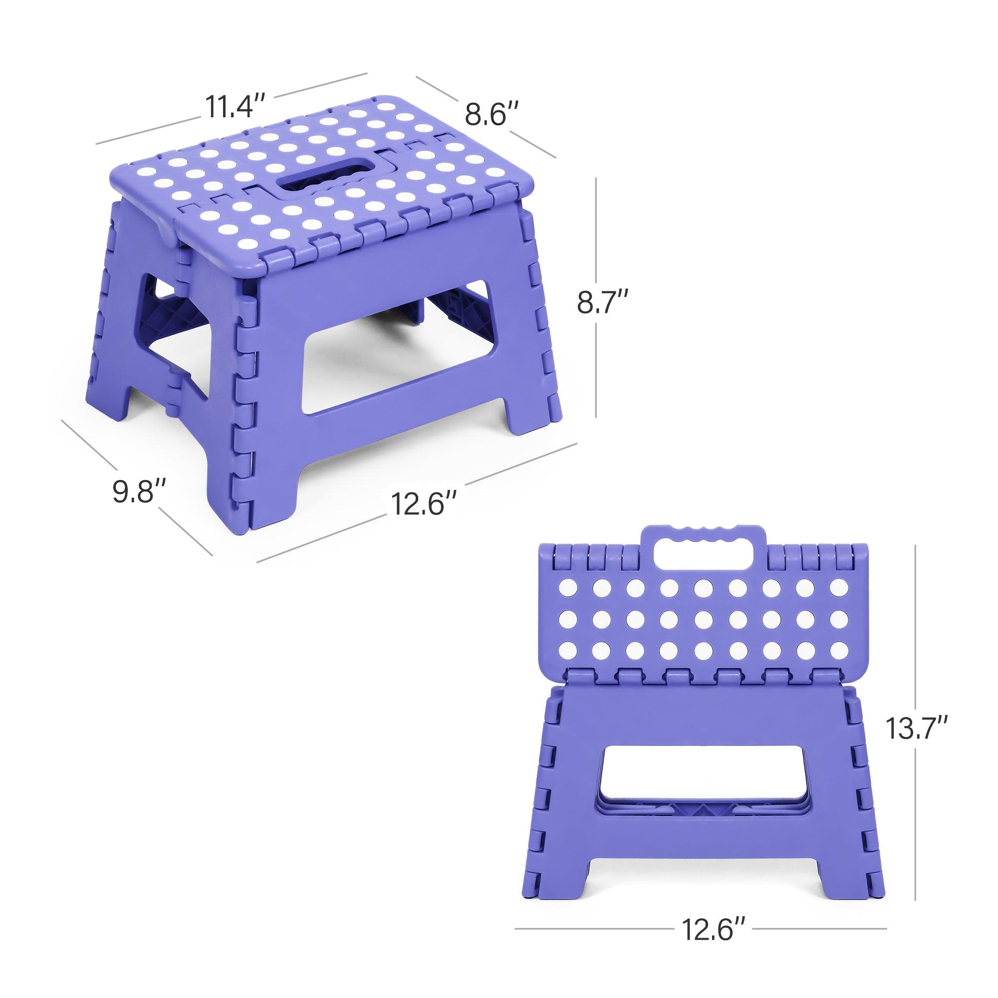 (Out of Stock) 2 Pack Folding Step Stool with Handle 300 LB Capacity for Adults and Toddlers, Purple - Bosonshop