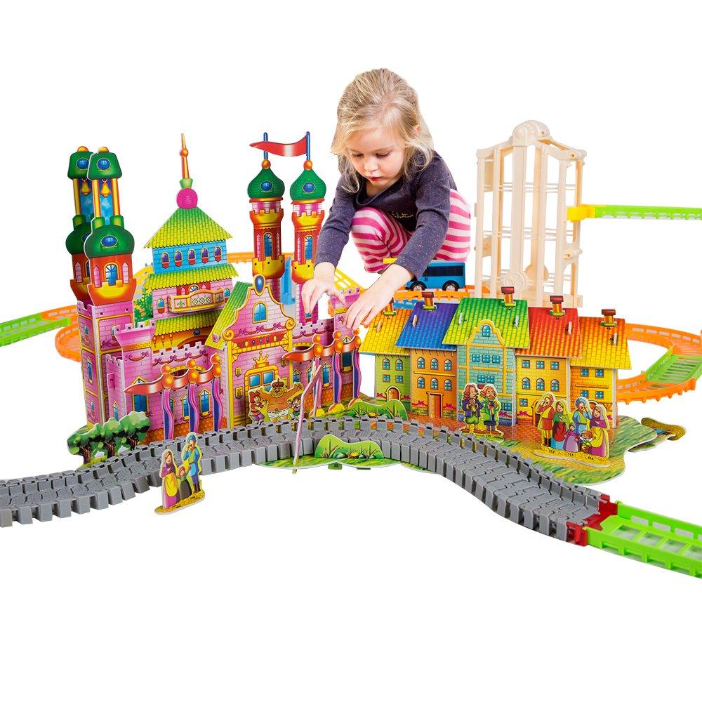 Bosonshop Car Race Track Train Tracks Set for Boys