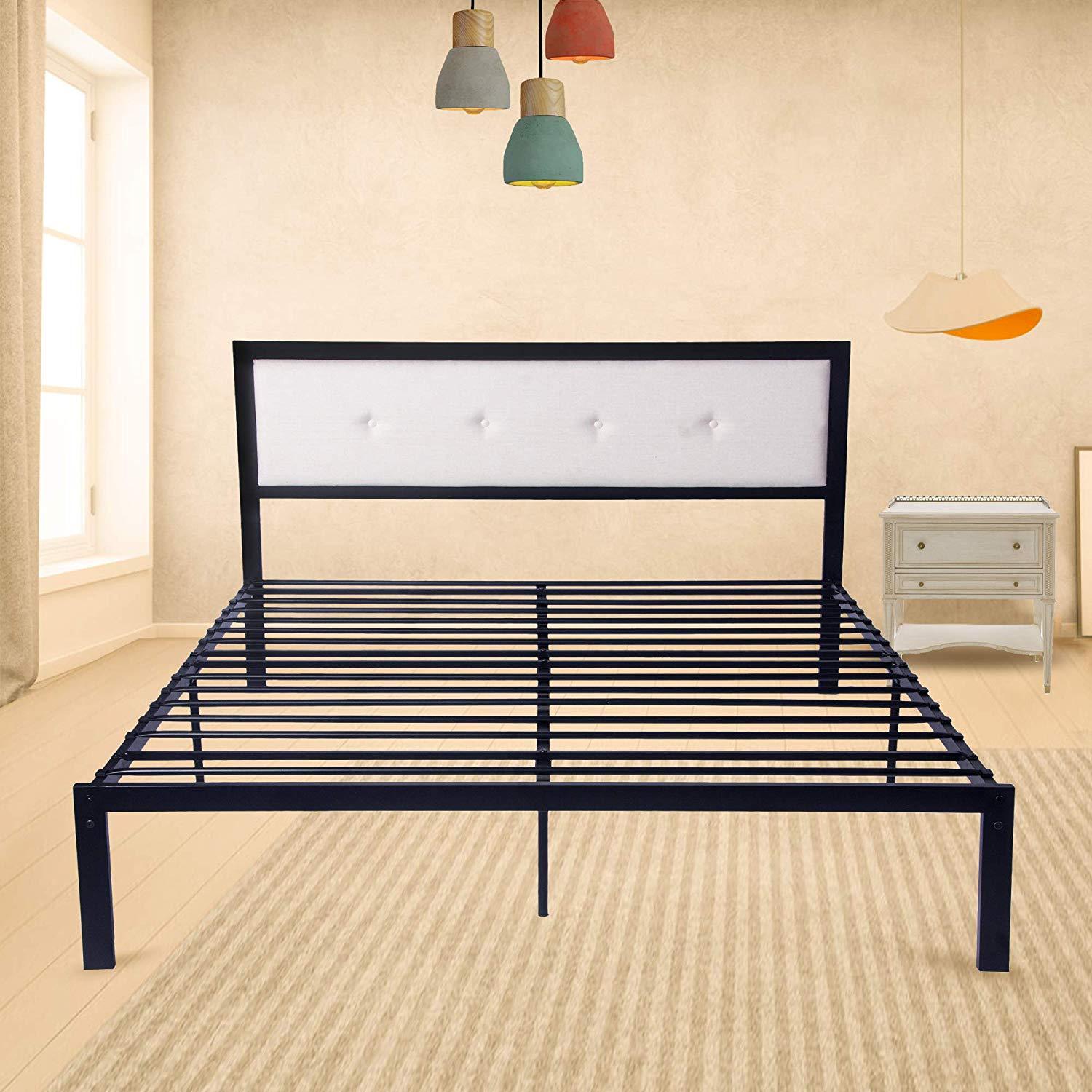 Bosonshop Mordern Queen Size Platform Bed with Frame, Black, 14inch