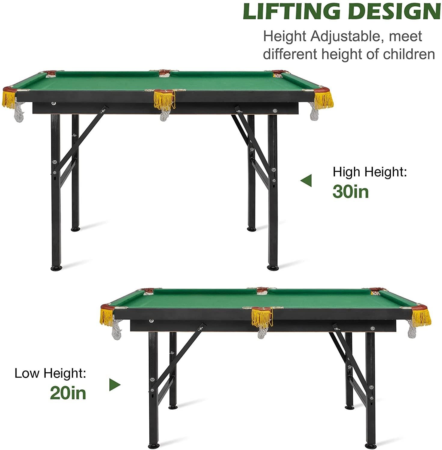 Folding Portable Billiard Table-55" Pool Game Table-Home or Office Play Fun - Bosonshop