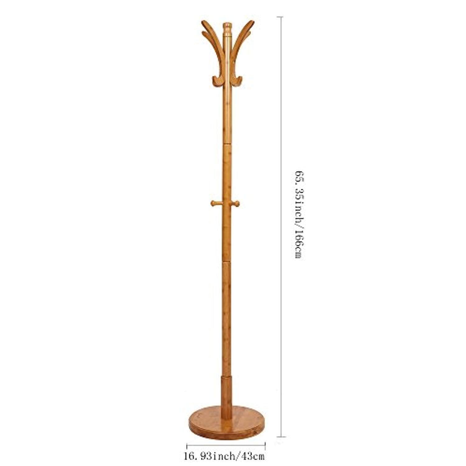 Bosonshop Free Standing Coat Rack Hall Tree with Round Base Heavy Duty 11 Hooks Hat Coat, Yellow