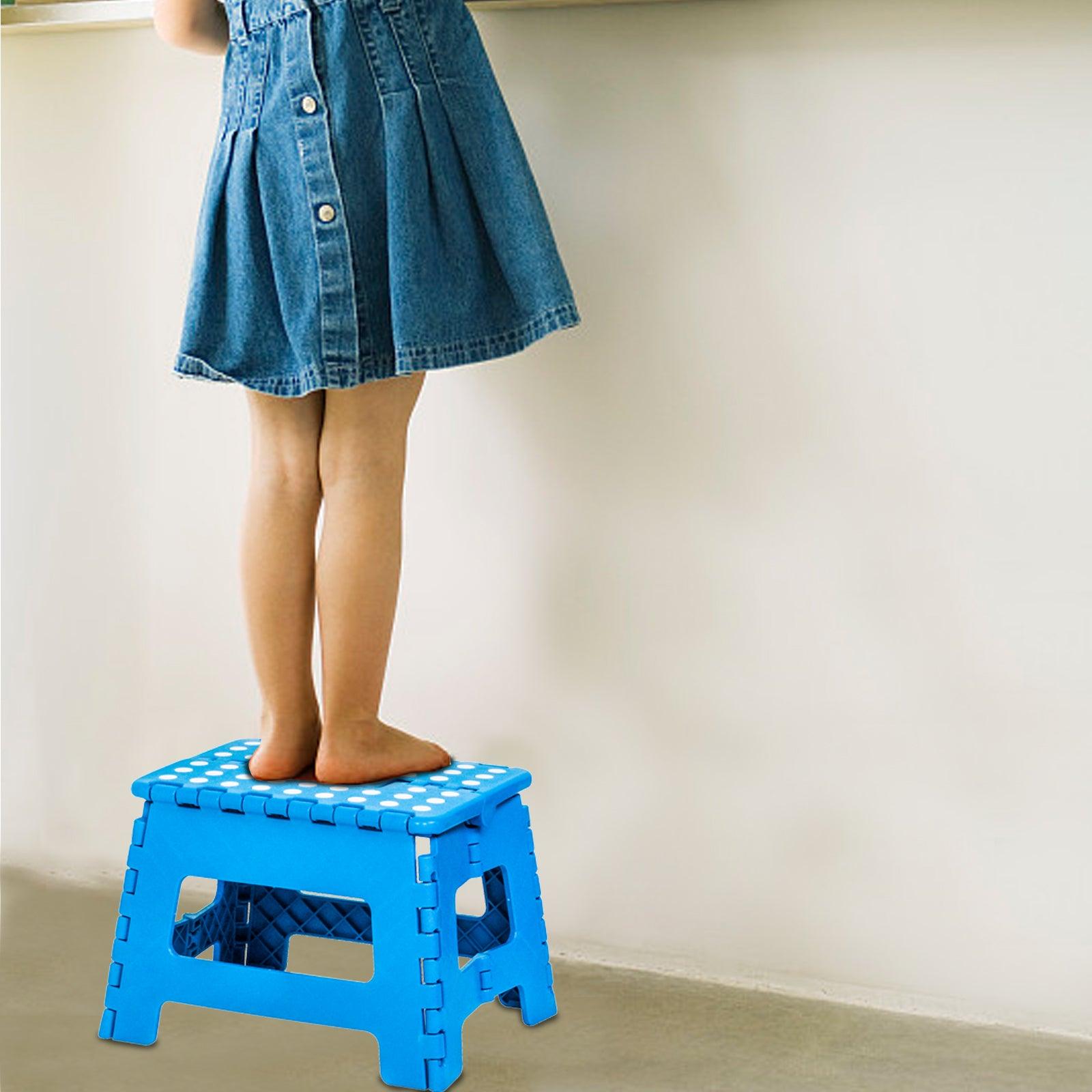 2 Packs Non-Slip Foldable Step Stool with Handle, Blue - Bosonshop