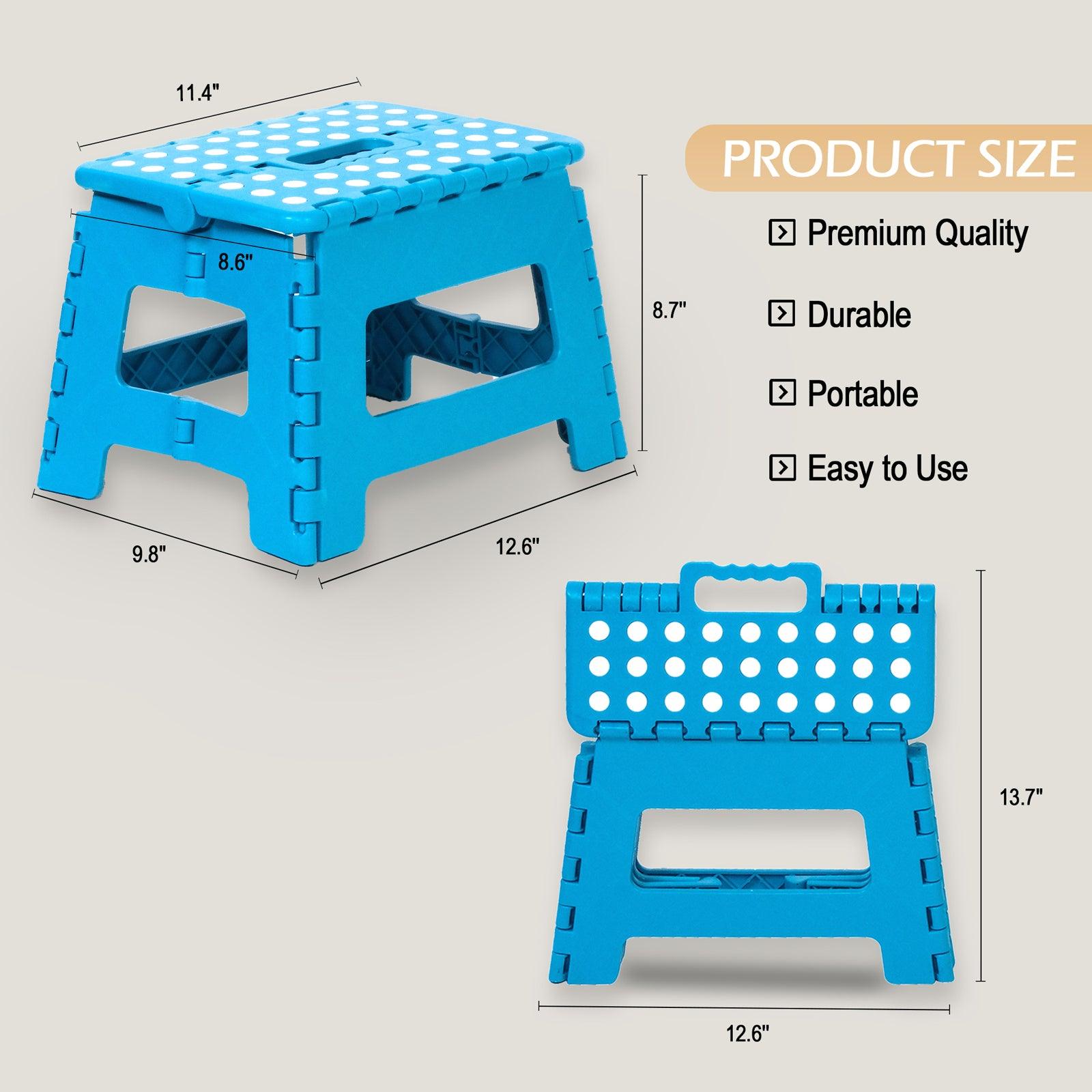 2 Packs Non-Slip Foldable Step Stool with Handle, Blue - Bosonshop