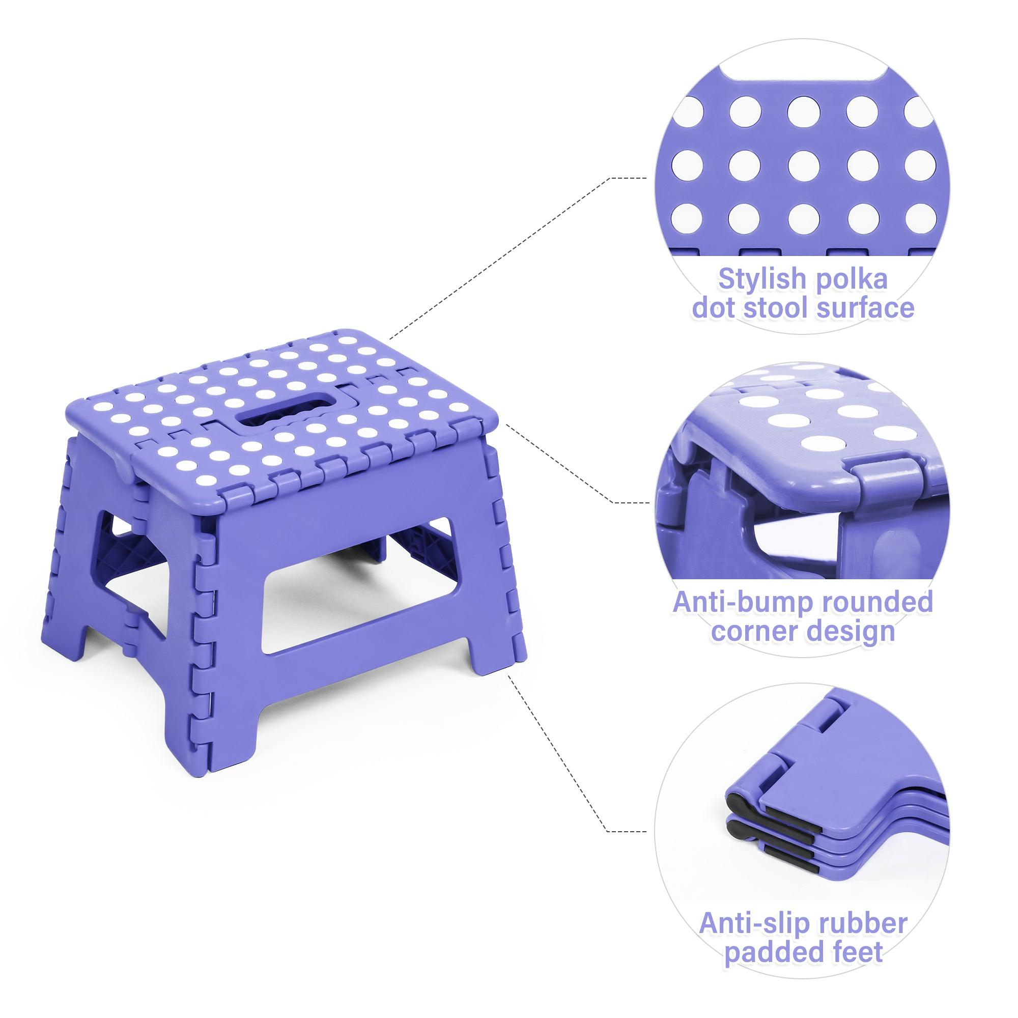 (Out of Stock) 2 Pack Folding Step Stool with Handle 300 LB Capacity for Adults and Toddlers, Purple - Bosonshop