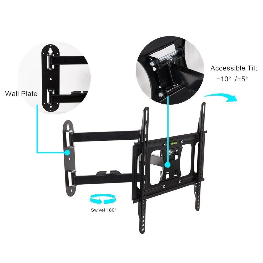 Bosonshop TV Wall Mount for 23-55 inch TV Adjustable TV Holder with Full Motion Swivel Articulating Dual Arms Black