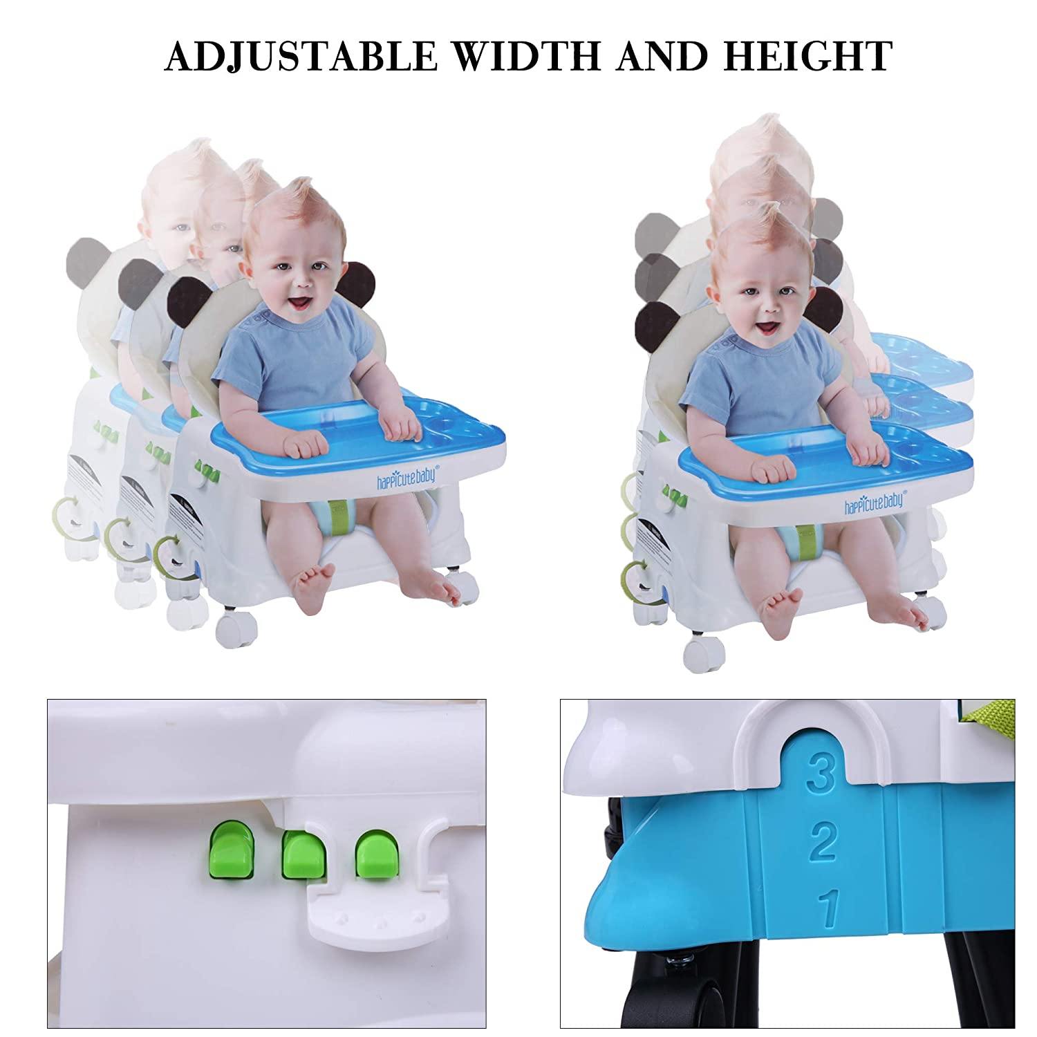 Toddler Health Care Booster Seat for Dining Table Baby Folding Portable Travel High Chair with Tray and Activity Center and Wheels and Soft Cushion - Bosonshop