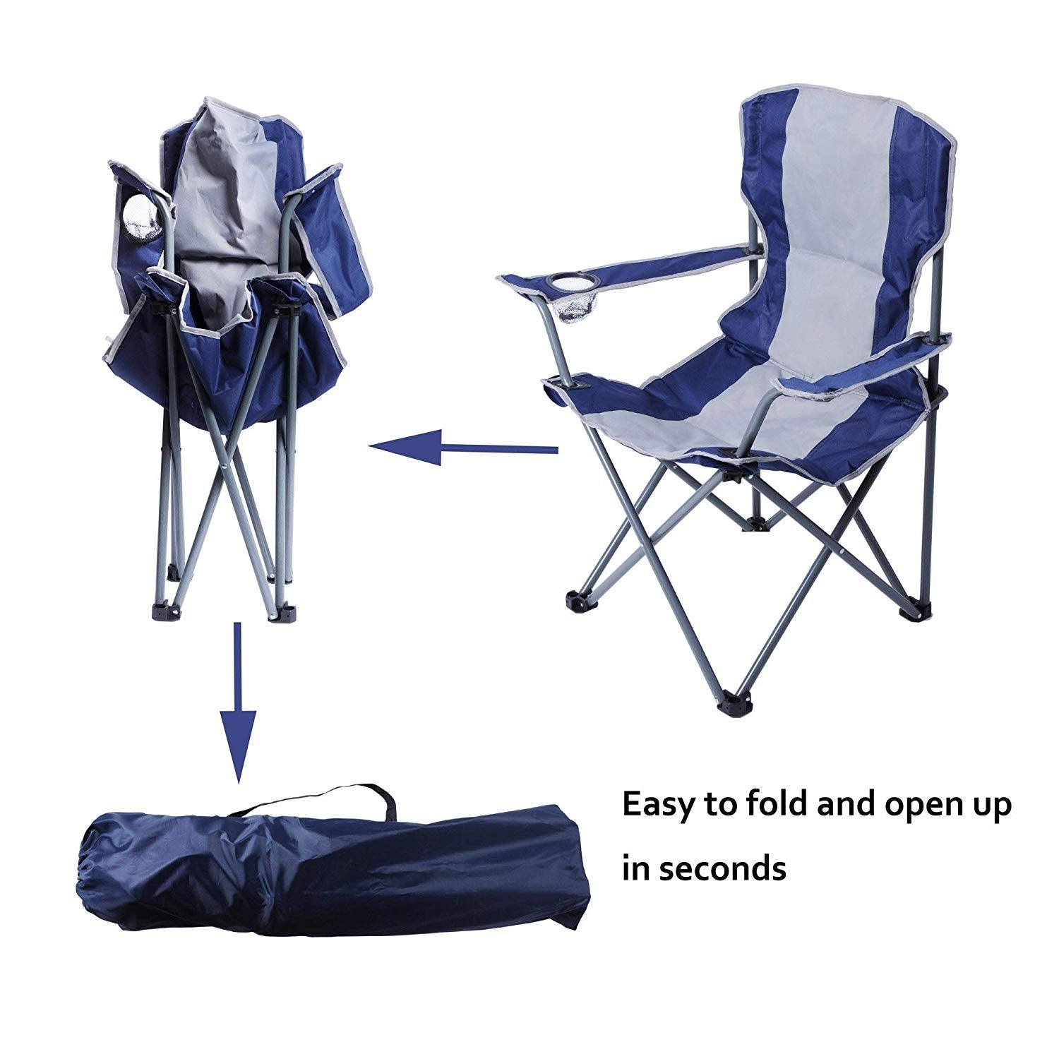 Bosonshop Canopy Camping Chair Folding Durable Outdoor Patio Seat with Cup Holder, Blue