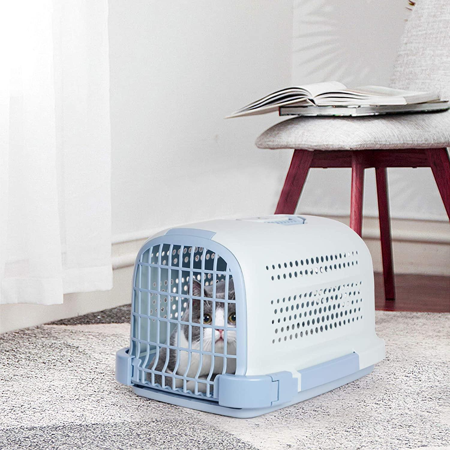 Pet Travel Cage Pet Hard-Side Carrier Plastic Pet Travel Kennel for Dog, Animal Carrier - Bosonshop