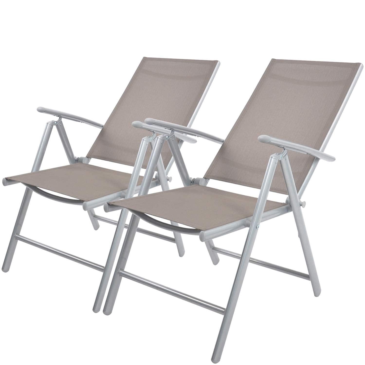 Bosonshop 2Pcs Aluminum Adjustable Reclining Patio Folding Chairs