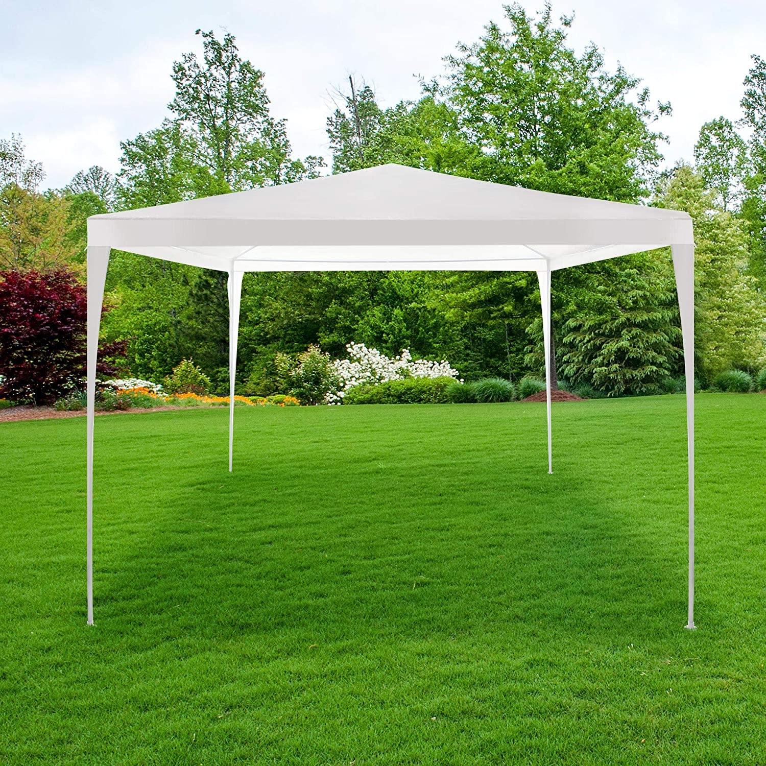 10' x 10' x 8.2' Folding Screened Sun Shelter Canopy Tent with Mesh Sidewalls - White - Bosonshop